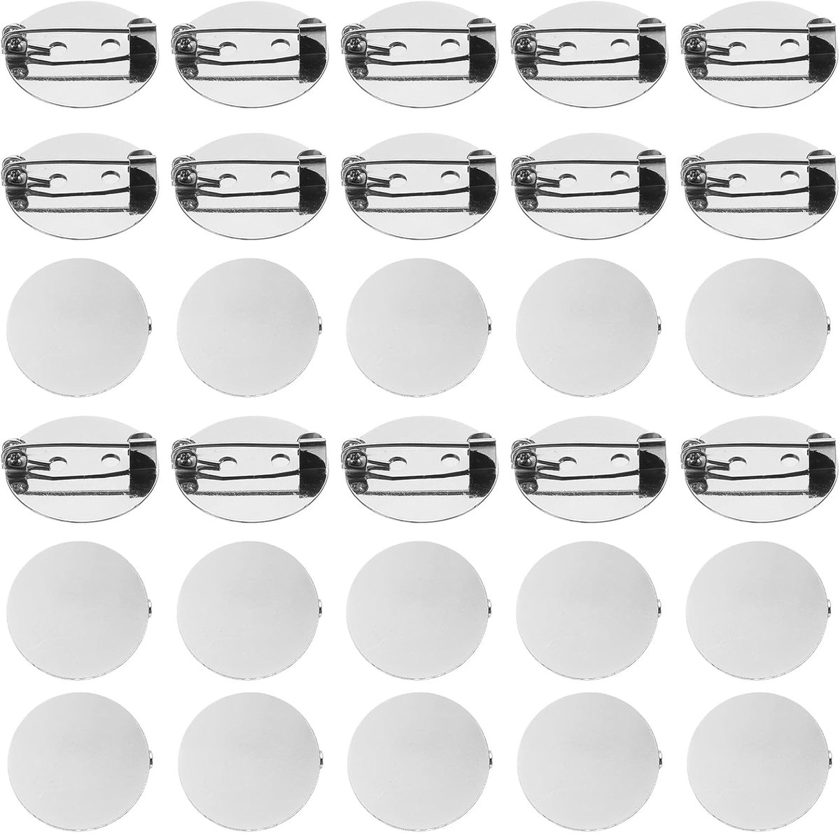 Broches zilver lege ronde tabletten met metalen naald reversspeld clip schijven basis voor spelden corsage badge ID-kaarten naam etiketten DIY (21 mm/0,8 inch)