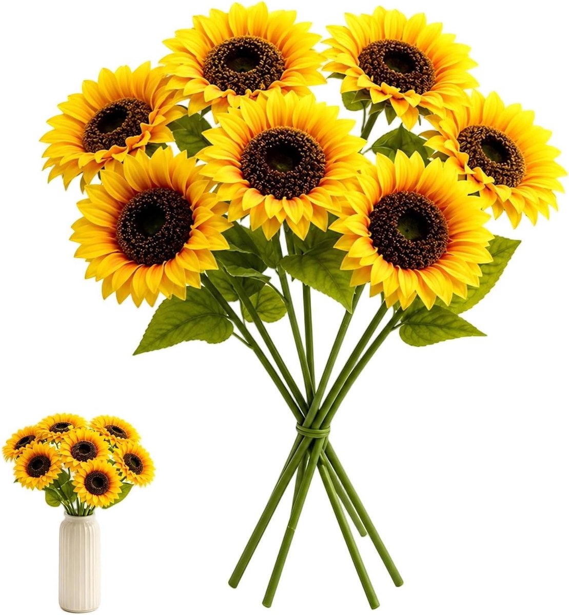 9 stuks kunstzonnebloemen decoratie, 40 cm, kunstzonnebloemen voor tafeldecoratie, kunstbloemen, decoratie voor bruiloft, feest, woonkamer, tafeldecoratie