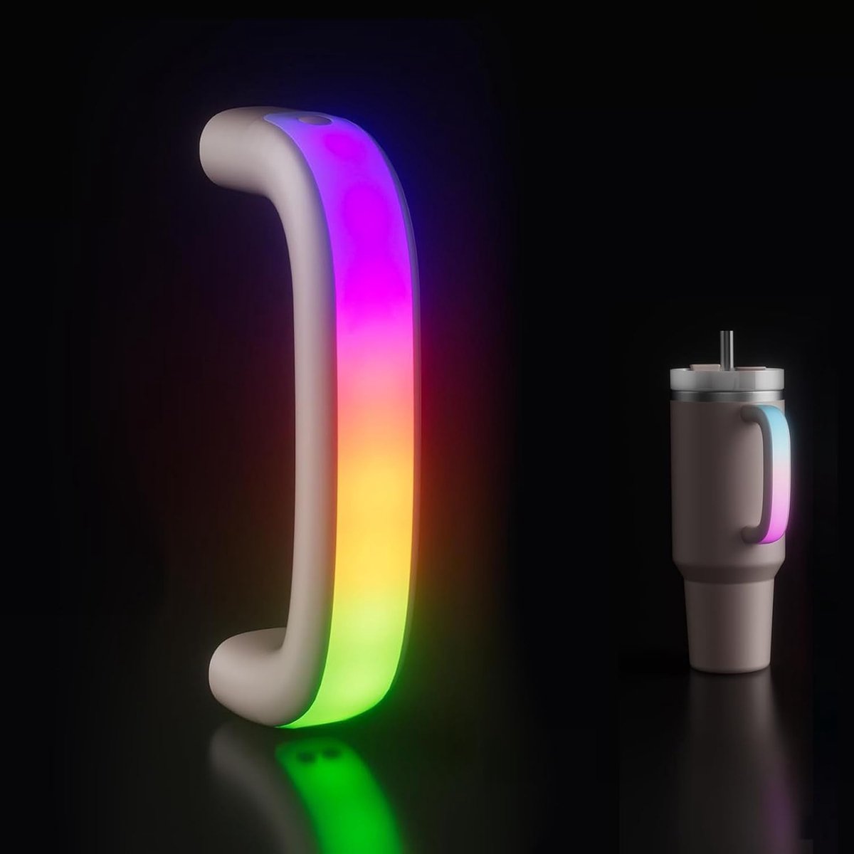 Bekergreep met ledlicht, compatibel met Stanley-glazen van 1,2 l en 850 ml (Quencher H2.0), comfortabele handgreep voor Stanley-glazen, geschikt voor feestjes en outdooractiviteiten (roze)