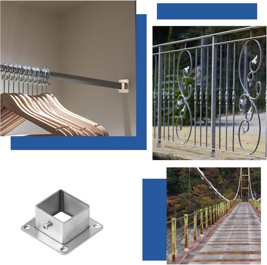 8 stuks schroefhulzen voor 25 x 25 mm vierkante houten paaldragers opschroeven bodemplaat anker voor hek-, terras- en leuningsteunen — afbeelding 5
