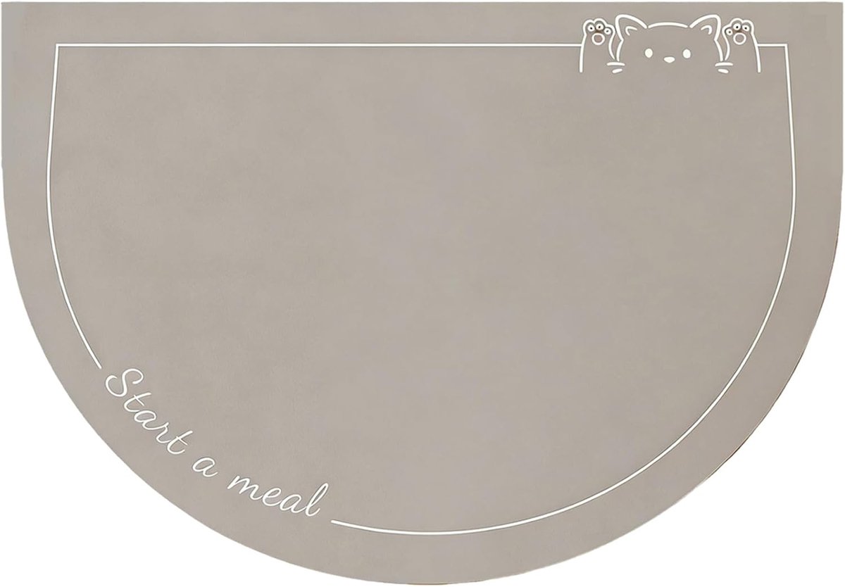 Voederonderlegger voor katten, 30 cm x 40 cm, voeronderlegger voor katten en honden, halfrond, antislip voeronderlegger voor katten, kunstleer, mat, hondenbak voor waterfonteinen