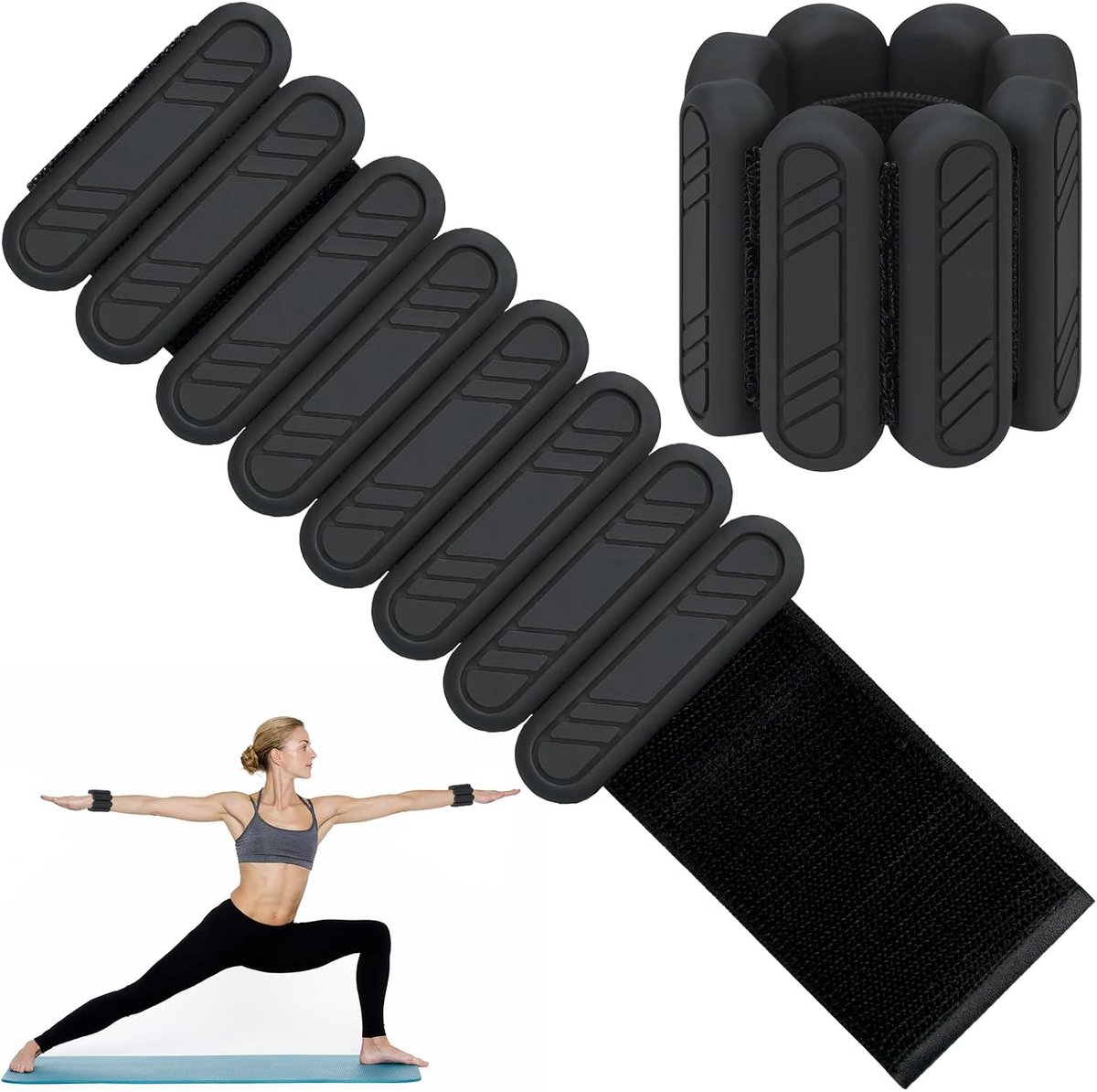 Verstelbare gewichtsmanchetten, set van 2 stuks, enkel- en polsgewichten voor fitness, pilates, yoga, aerobic en joggen (elk 0,5 kg/1 kg)