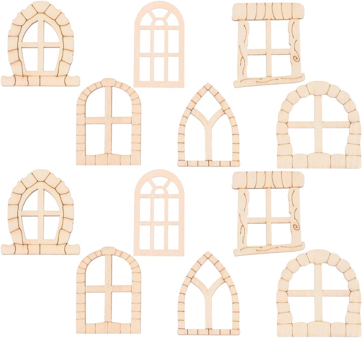 Feeëndeur van hout onvoltooide miniatuurtuindeur voor doe-het-zelf feeënhuis poppenhuis microlandschap en bonsai 100 stuks 6 x 5,5 x 0,2 cm