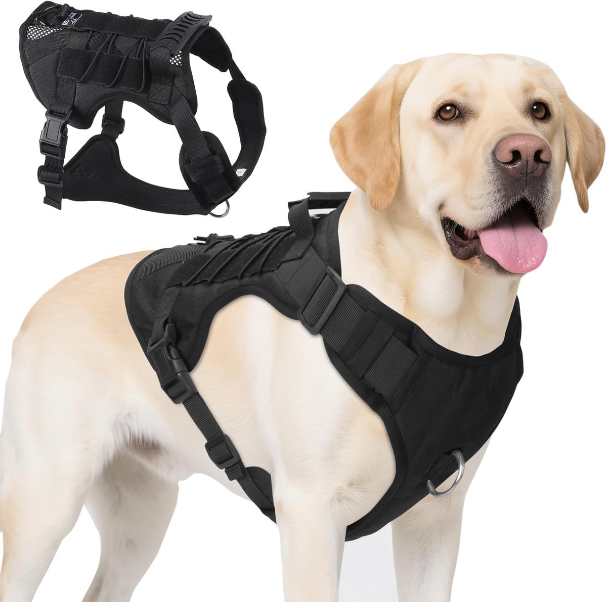 hondenharnas voor middelgrote en grote honden, anti-trek hondenharnas met handvat, zwaar belastbaar, verstelbaar harnas voor honden, training en wandelen, eenvoudige controle en