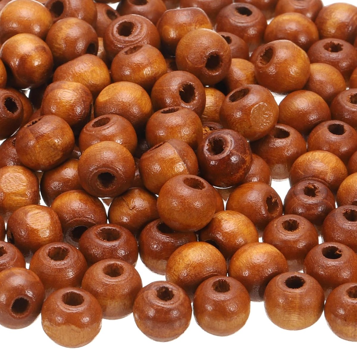 Kralen, haarvlechtkralen, onafgewerkte natuurlijke vathouten afstandhouders, kralen voor handwerk, haar, doe-het-zelf, macramé, sieraden, kaki (10 x 9 mm, gat van 4 mm