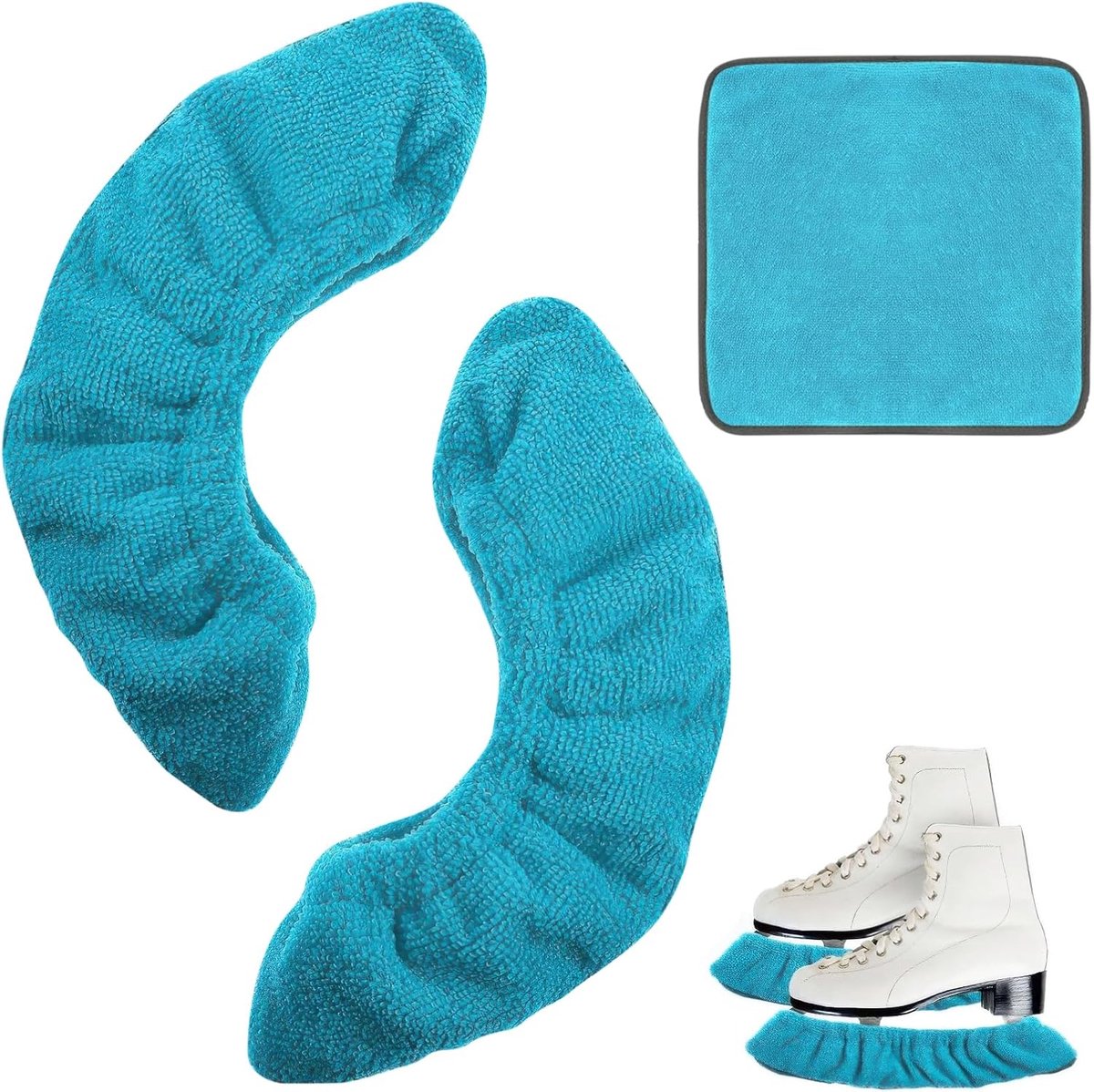 Schaatsbeschermers voor schaatsen, 1 paar schaatsenbeschermers met 1 handdoek, schaatsbeschermer, elastische schaatssokken voor dames, heren, kinderen, hockeyschaatsen, kunstschaatsen