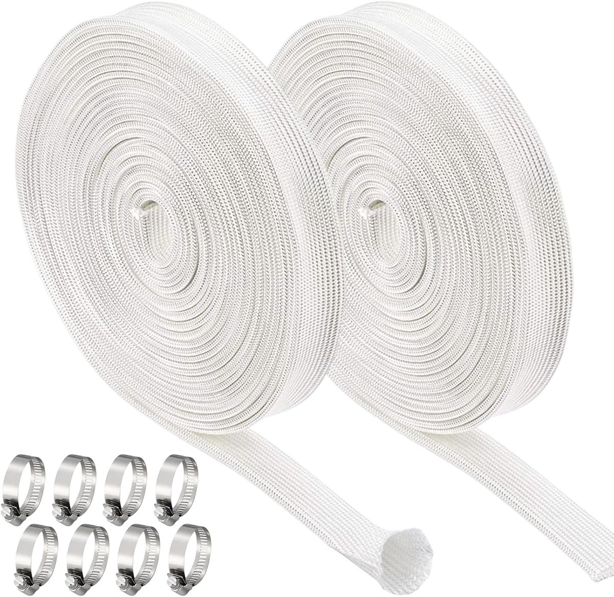25 mm, uitlaatslang voor stroomgenerator, 600 cm, voor noodstroomaggregaat, uitlaatbuis, standverwarming, slang, standverwarming met 8 clips, hittebeschermingsslang, 2 stuks