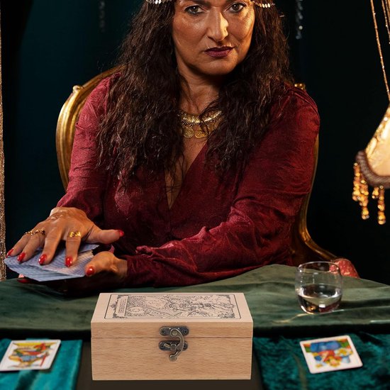 Tarot opbergdoos "Die Kaiserin" van beukenhout voor tarotkaarten juwelendoos met gravure tarotkaartenbox voor kristalhouder opslag Heilige Hekserij Gereedschap 13 x 8 cm — afbeelding 4