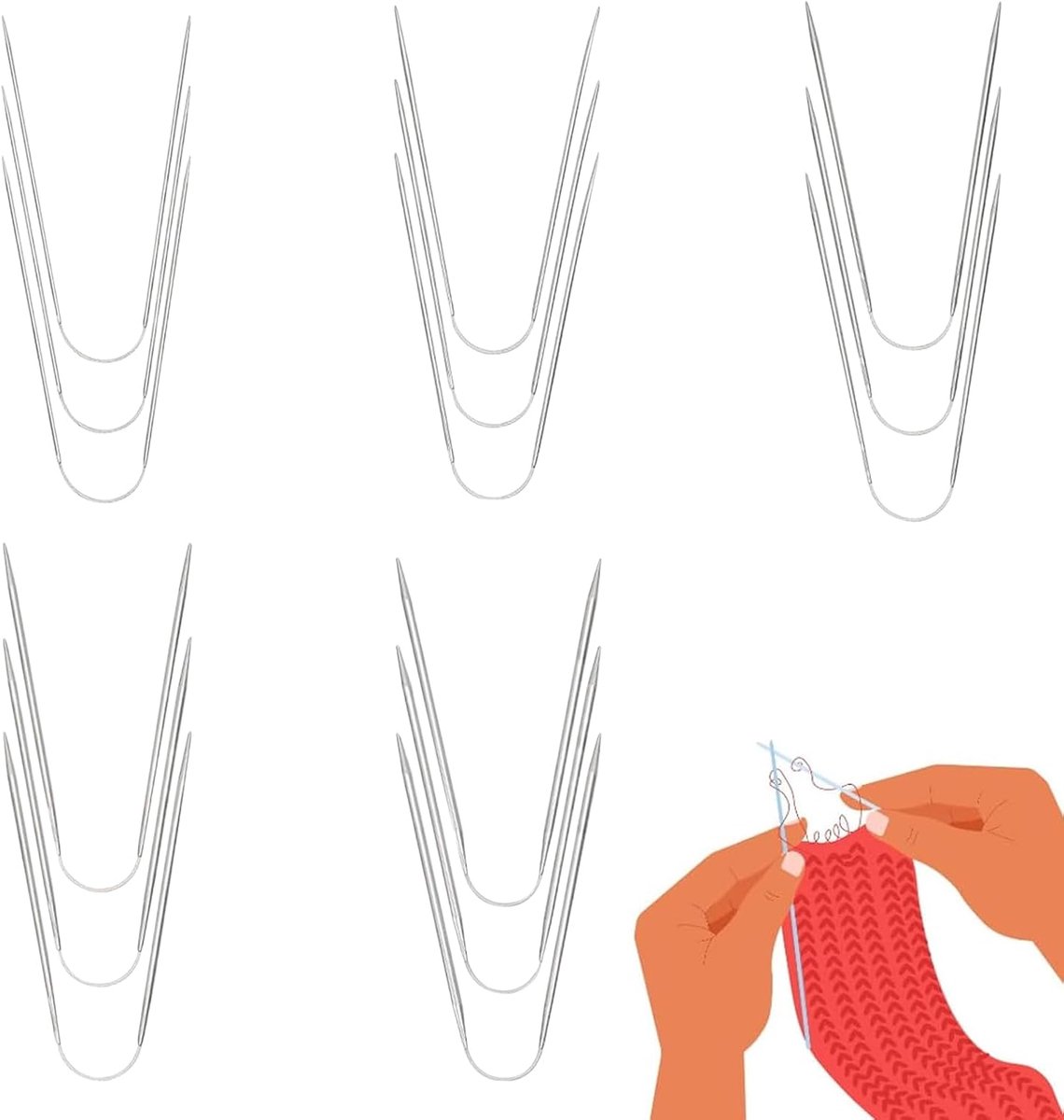 15 stuks breinaalden voor sokken, breinaalden, rondbreinaalden, naaldspel, sokkenbreinaalden, 23 cm lang, 2 mm/2,5 mm/3 mm/3,5 mm/4 mm elk drie