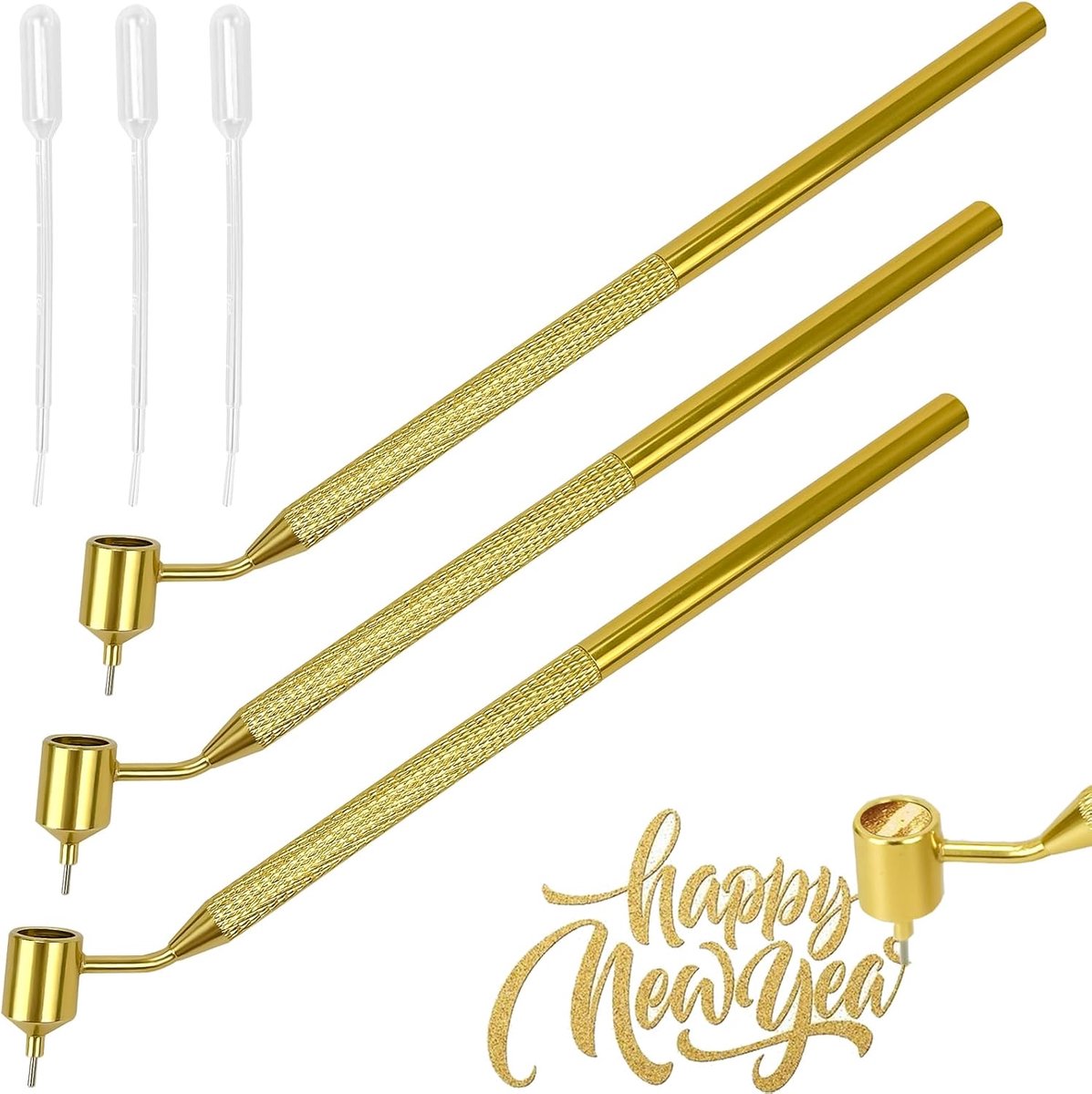 schrijver pen set, 0,3 mm/0,5 mm/0,7 mm aluminium fijne lijn verfpen, draagbaar detaillering tekengereedschap voor doe-het-zelf schilderen steenslag en krasreparatie (met druppelaar)