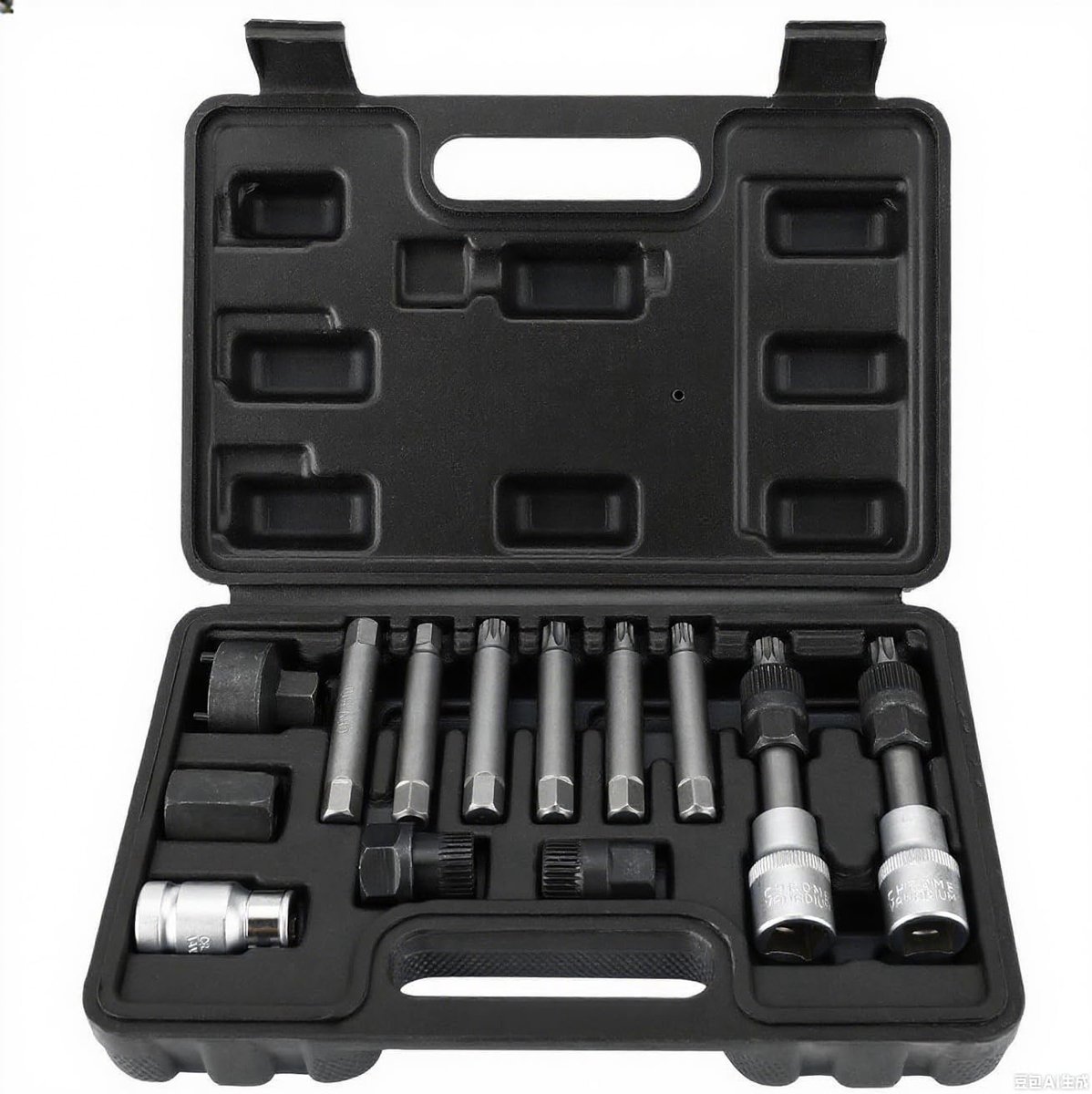 13 stuks riemschijfsleutel lichtmachine, 1/2 inch trekkerset riemschijf lichtmachine, steeksleutel voor vrijloop, dynamo met 33 tanden, dynamo-gereedschap voor VW Audi VAG Fiat (zwart)