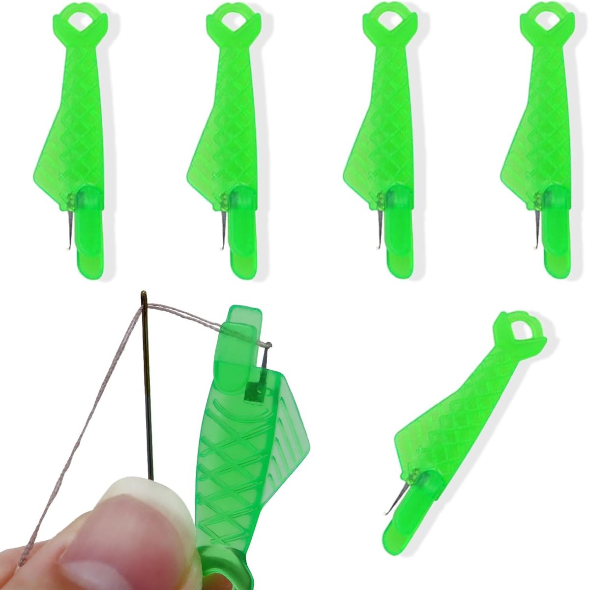 Naald Accessoires Naaien Set van 5 Gereedschap Kunststof Draaddoorvoer Naalden Handnaaimachine Gebruik Thuis Workshop Naaiprojecten Naaien