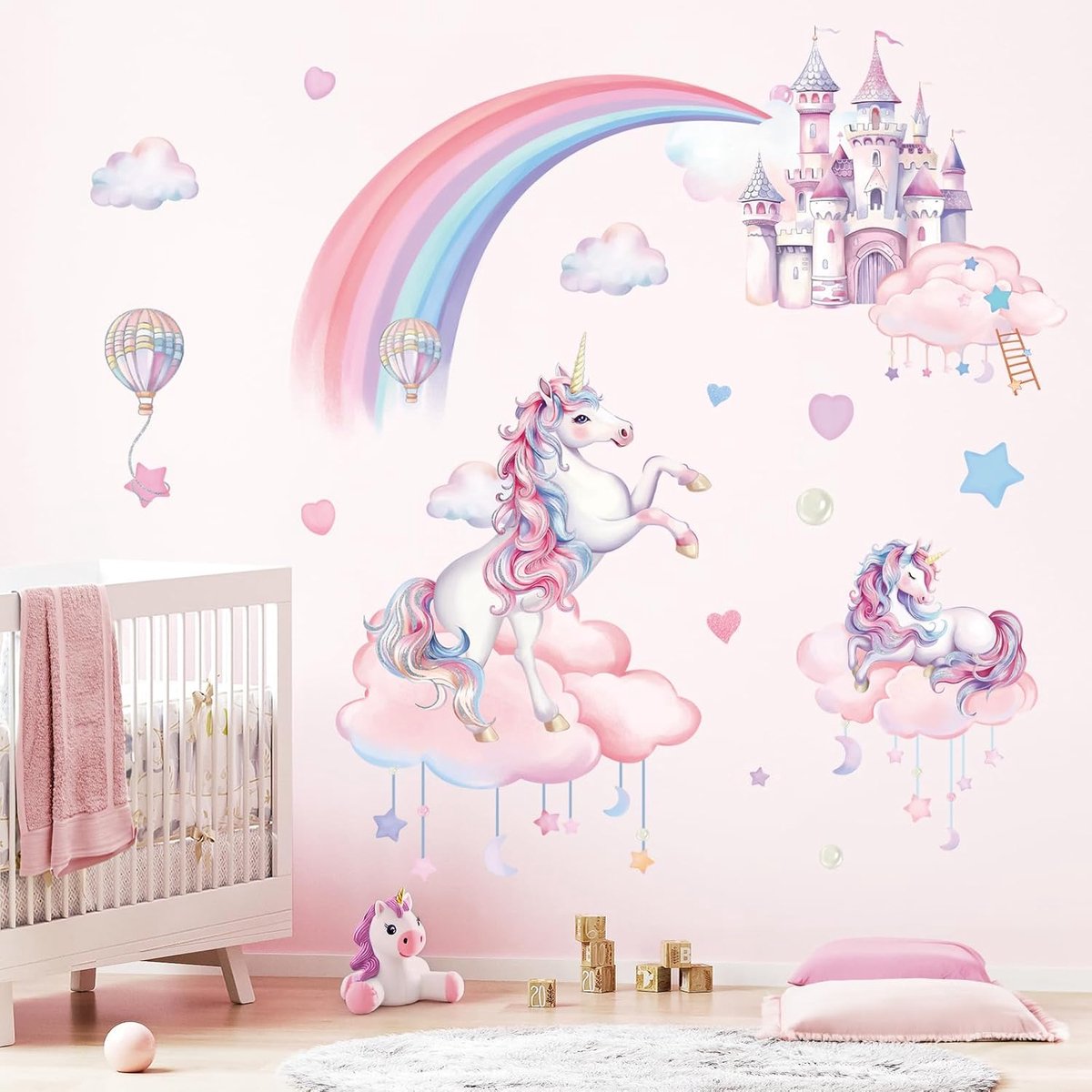 Muurstickers Droom Aquarellen Roze Regenboog Verwijderbare Muurstickers Decoratie voor Meisjes Slaapkamer Woonkamer Kinderkamer