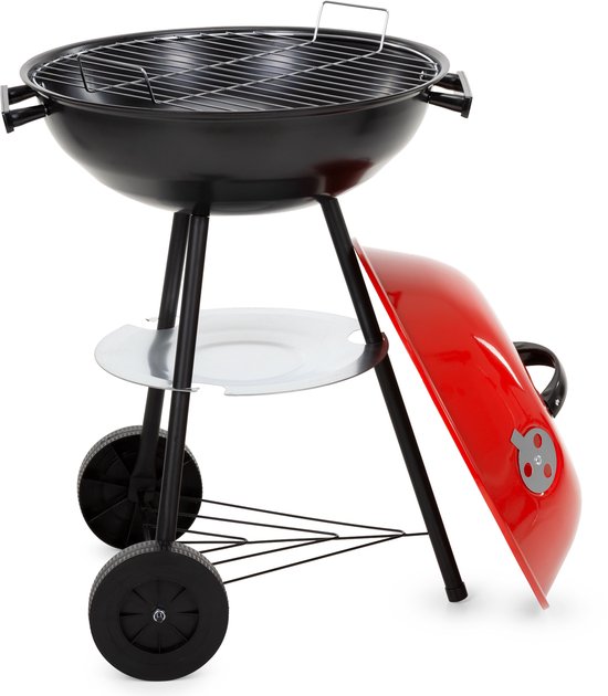 Springos Houtskool barbecue - BBQ - Draagbaar - Op Wielen - Asopvangbak - Kunststof - RVS - Zwart - Rood van springos — afbeelding 2
