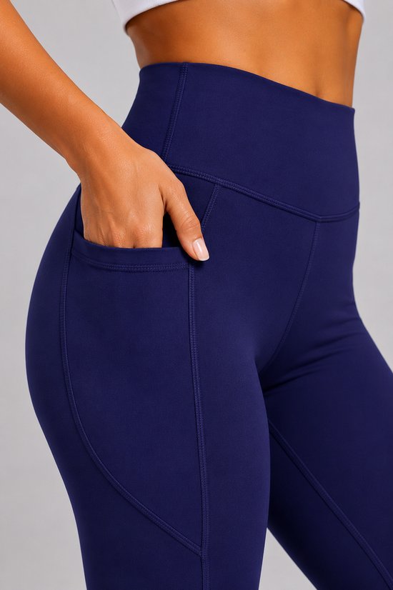 SparkNine Pacepocket dames sportlegging - met handige zakken - XL - blauw - hoge taille - elastisch - squatproof - niet doorschijnend — afbeelding 4
