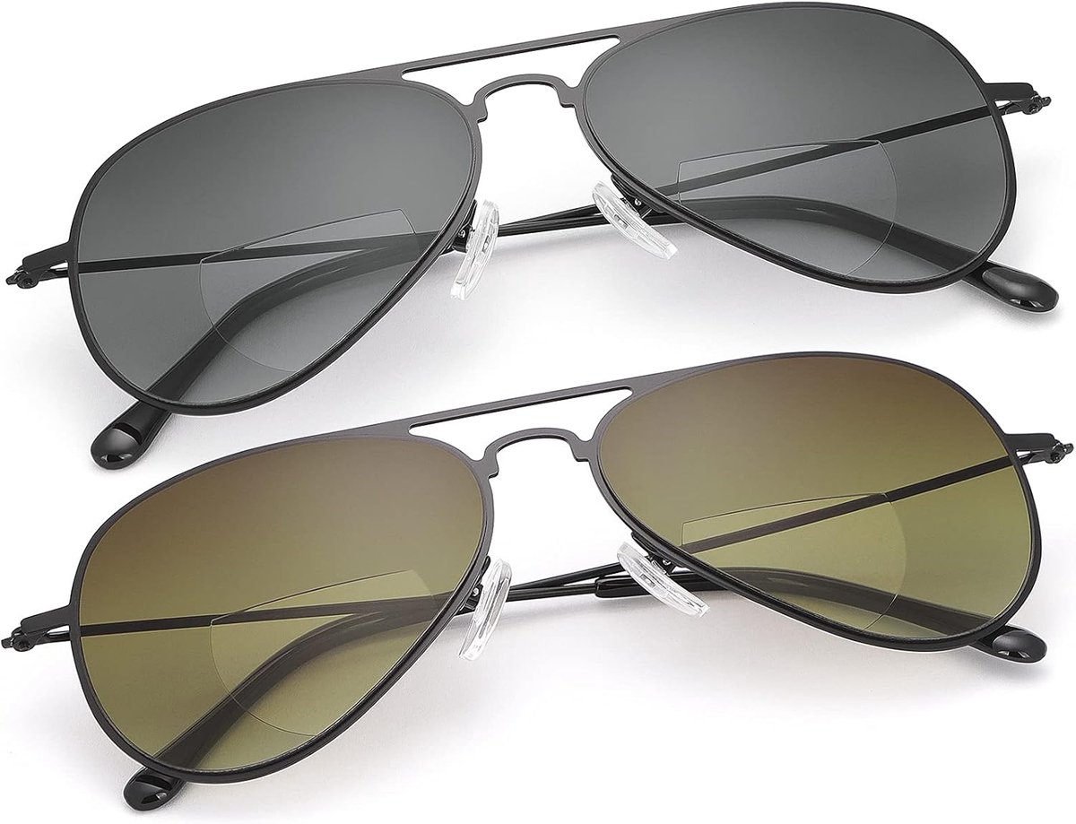 Brillen, UV400-bescherming, leeszonnebril voor dames en heren, metalen bril, comfortabele leesbril
