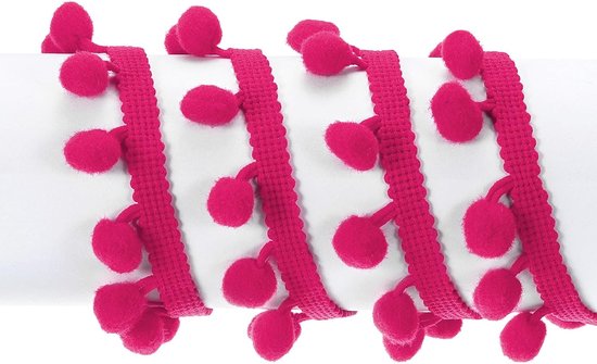 10 yards Pom Pom Bal Fringe Trim, Lint Naaien Accessoire DIY Crafts voor Home Gordijnen Kussendecoratie (12 mm, fuchsia) — afbeelding 2