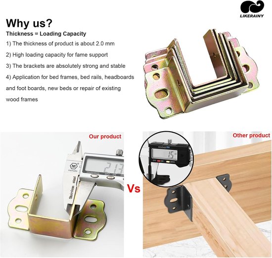 Meubel Aansluiting Scharnier Houten Balkbevestiging Breedte 35 mm Railbeugels Ophanging Verbinding Fittingen Schrijnwerk Haken Bevestiging voor Bedframe Metaal 8 stuks — afbeelding 3