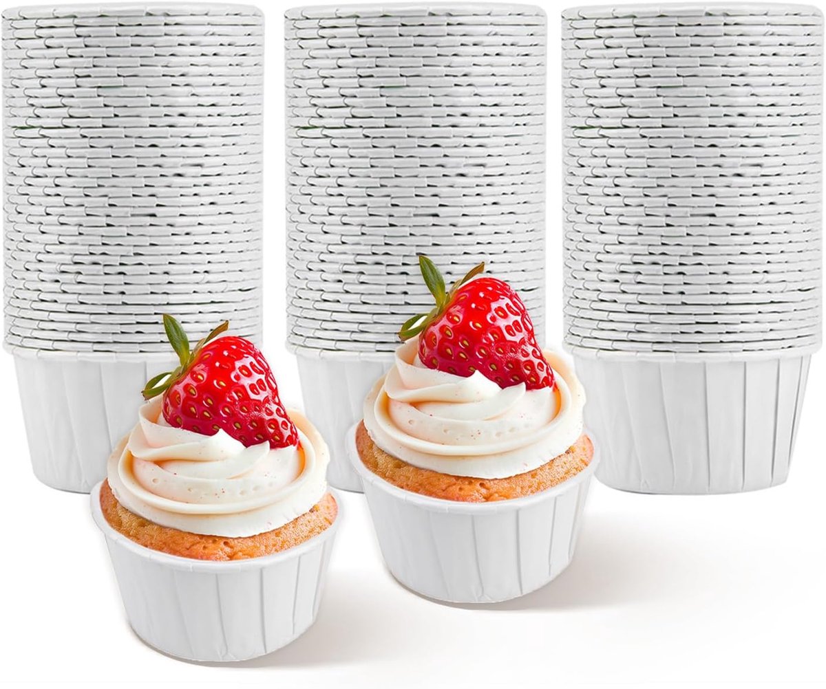 100 Stks Ronde Taart Bakken Cups, Mini Cupcake Liners Muffin Papier Gevallen Bakken Cup Cakevorm Decorating Gereedschap voor Party Bruiloft - 68mm(wit)