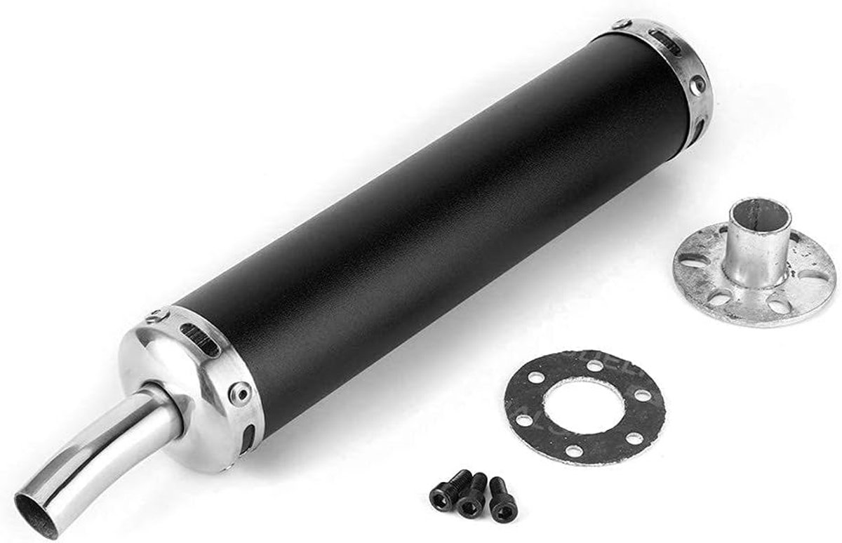 Uitlaatdemper van roestvrij staal, 20 mm/0,8 inch uitlaatdemper gewijzigde onderdelen voor 2-takt motorfiets (zwart)