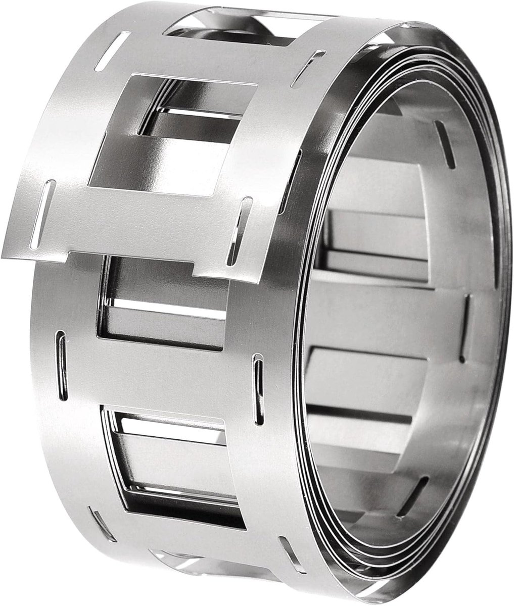 sourcing map 1 rol 1 m nikkel geplateerde stalen strip, aansluitplaat stalen band voor accu- en puntlassen, 27 x 0,15 mm (b x h)