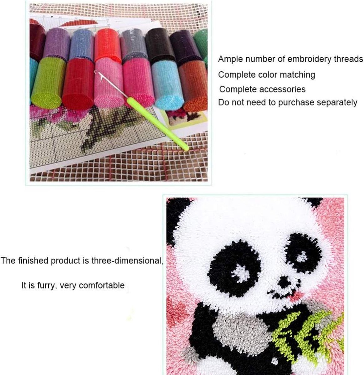 Doe-Het-Zelf Knoophaken Set - Kussensloop, Latch Haak-Kussen, Knoopkussens Voor Beginners, Kinderen, Volwassenen - Knooptapijt, Knooppakket (B)
