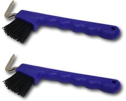 Hoevenkrabber voor Paarden, Ezels, Geiten met Extra Stabiele Borstel en Ergonomische Handgreep (2 x Blauw)