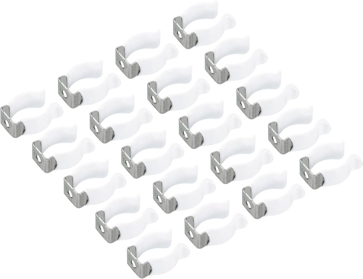 sourcing map 20 stuks T6 U-clips houder houder 26x18x10mm buisklemmen roestvrij stalen buisklemmen voor TL-buishouder wit