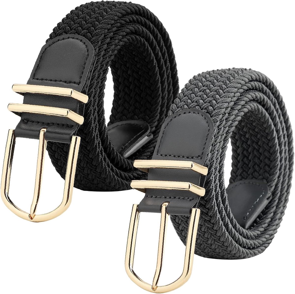 2 stuks stoffen riem, stretchriem, elastische gevlochten riem, elastische rekbare riem voor jeansbroeken