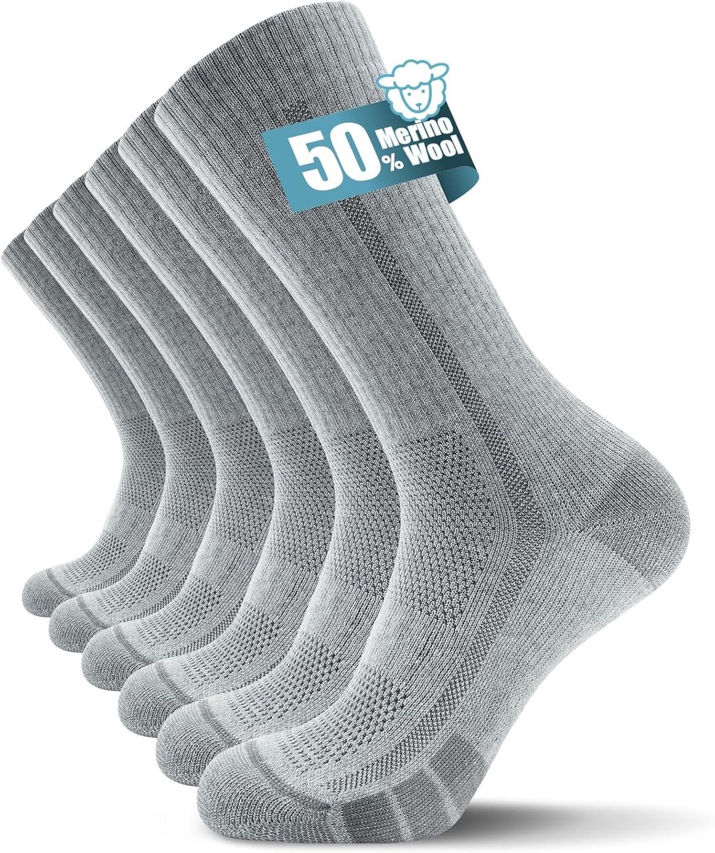 Sokken voor dames en heren, antislip trekkingsokken van merinowol, loopsokken voor dames en heren, trailsokken, 3 paar, maat 47-50, 35-38, 39-42, 43-46