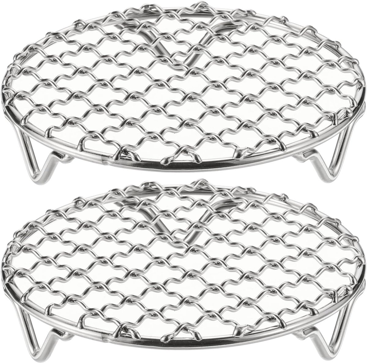 2 ronde grillroosters 4,7 inch 304 van roestvrij staal met 20 mm poten, voor koken, bakken, overkoken, grillen