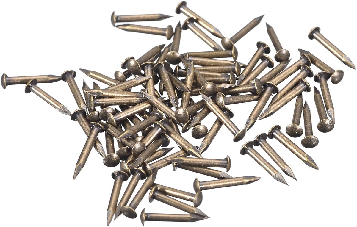 80 kleine spijkers 1,5 mm x 12 mm (DxB) kleine messing spijkers hardware kleine spijkers voor decoratieve dozen doe-het-zelf hout woonaccessoires, bronskleurig