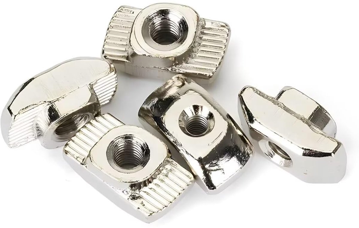 T-moeren van koolstofstaal schuifmoeren T-groef moeren hamerkopmoer voor aluminium profiel (40 serie) M6, 20 stuks
