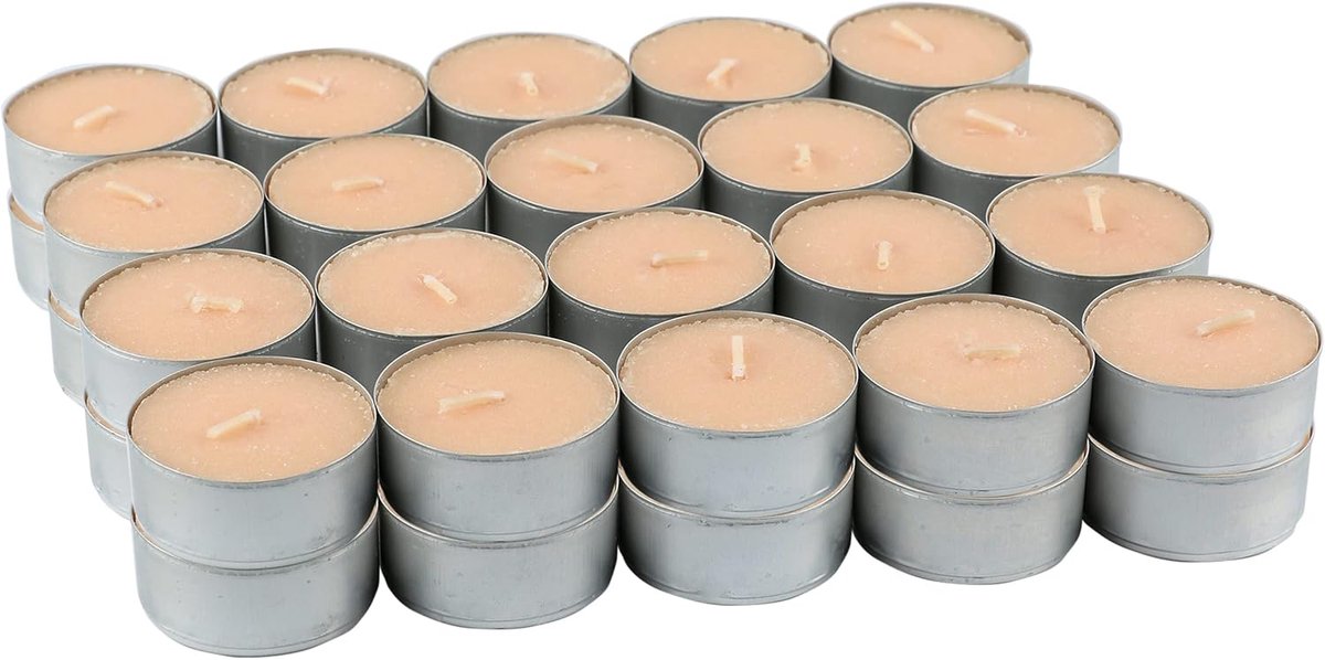 40 stuks geurkaarsen theelichtjes Tropische Vruchten geur, Beige theelichtjes met Tropische Vruchten geur