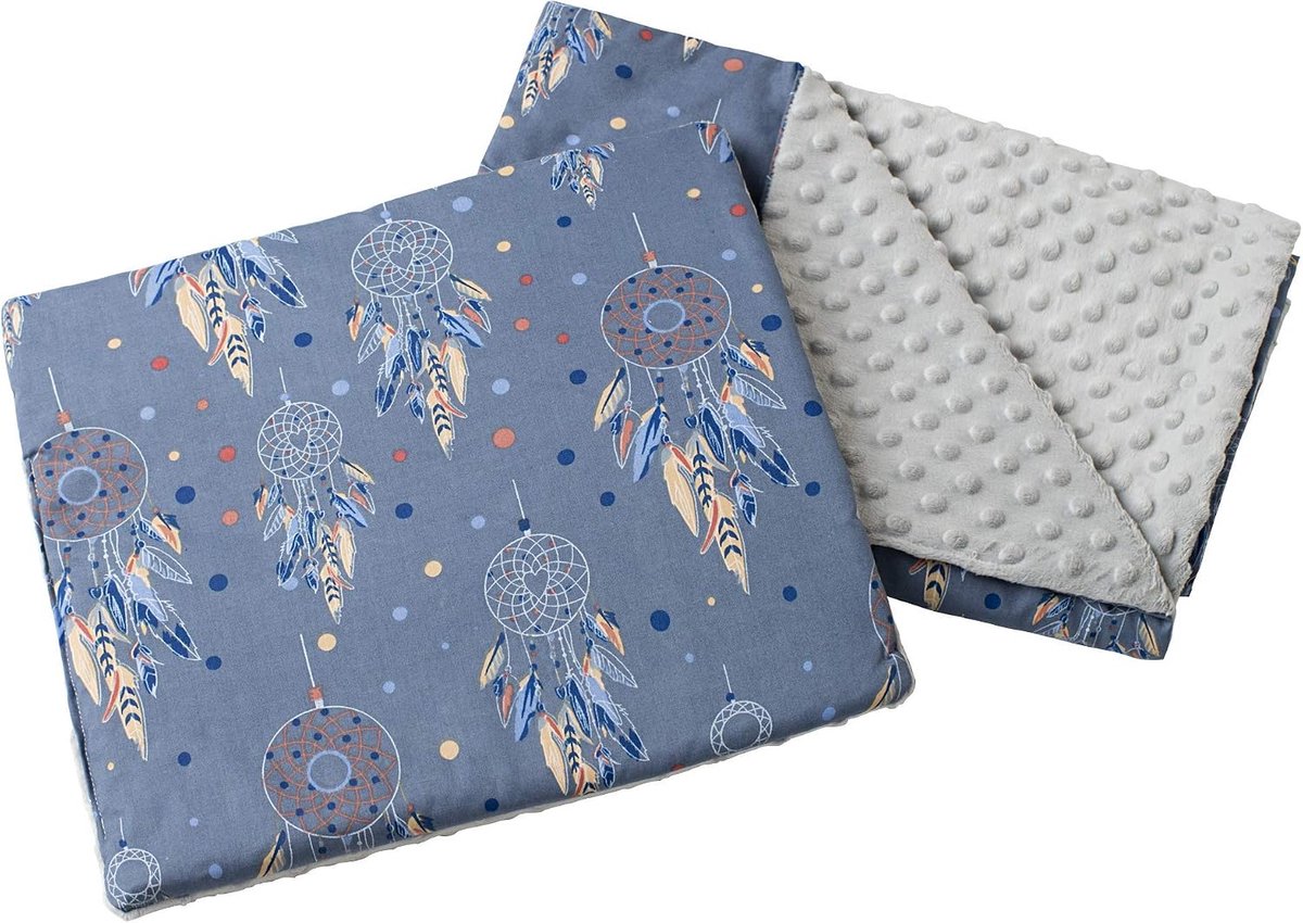 Partners Babydeken kruipdeken met kussen 100% Katoen Minky kinderdeken 55 x 75 cm + 35 x 30 cm multifunctioneel voor kinderwagen babyzitje wieg