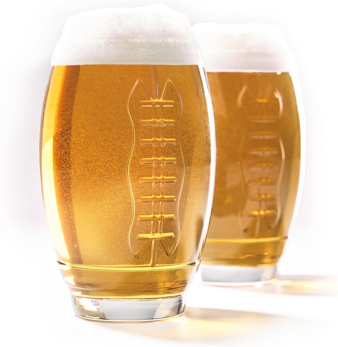 40YARDS American Football Glass (set van 2) met verhoogde naad (600 ml) - geweldig cadeau voor fans of decoratie op de Bowl Party