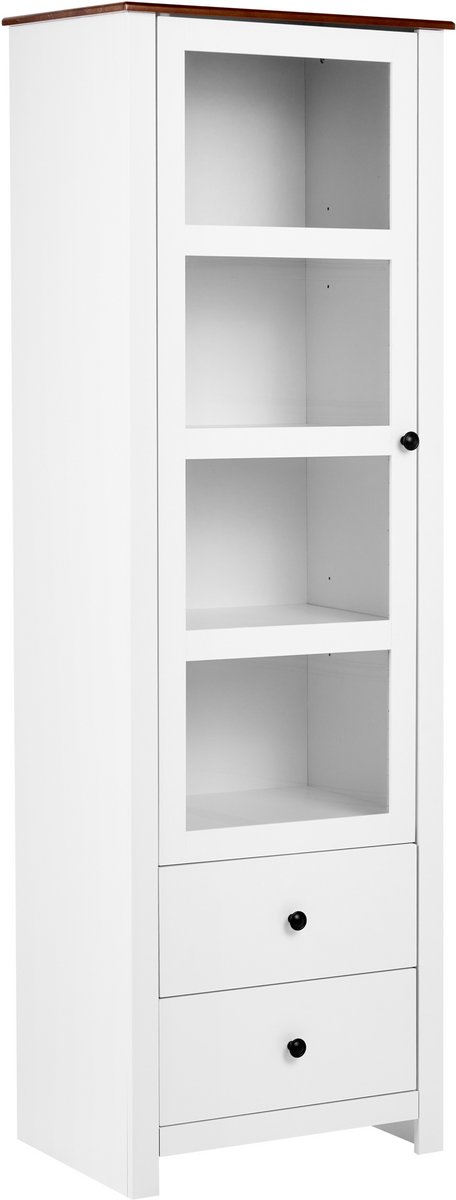 PIMBA - Glazen vitrinekast - Wit - 60 cm - MDF