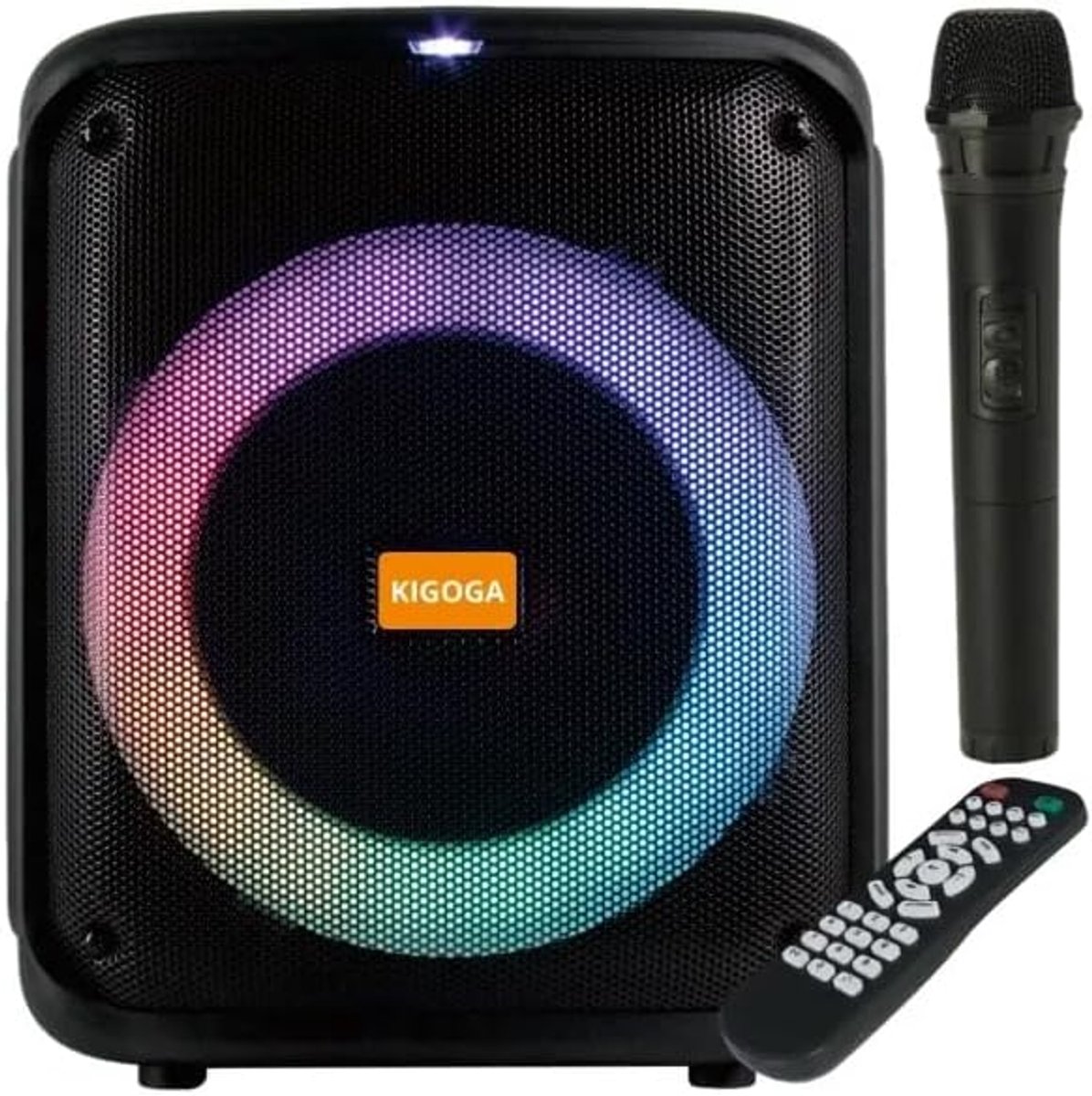 SnelShoppen - Draadloze Bluetooth speaker met licht effecten, karaoke functie, FM radio, draadloze microfoon, afstandsbediening en ingebouwde batterij
