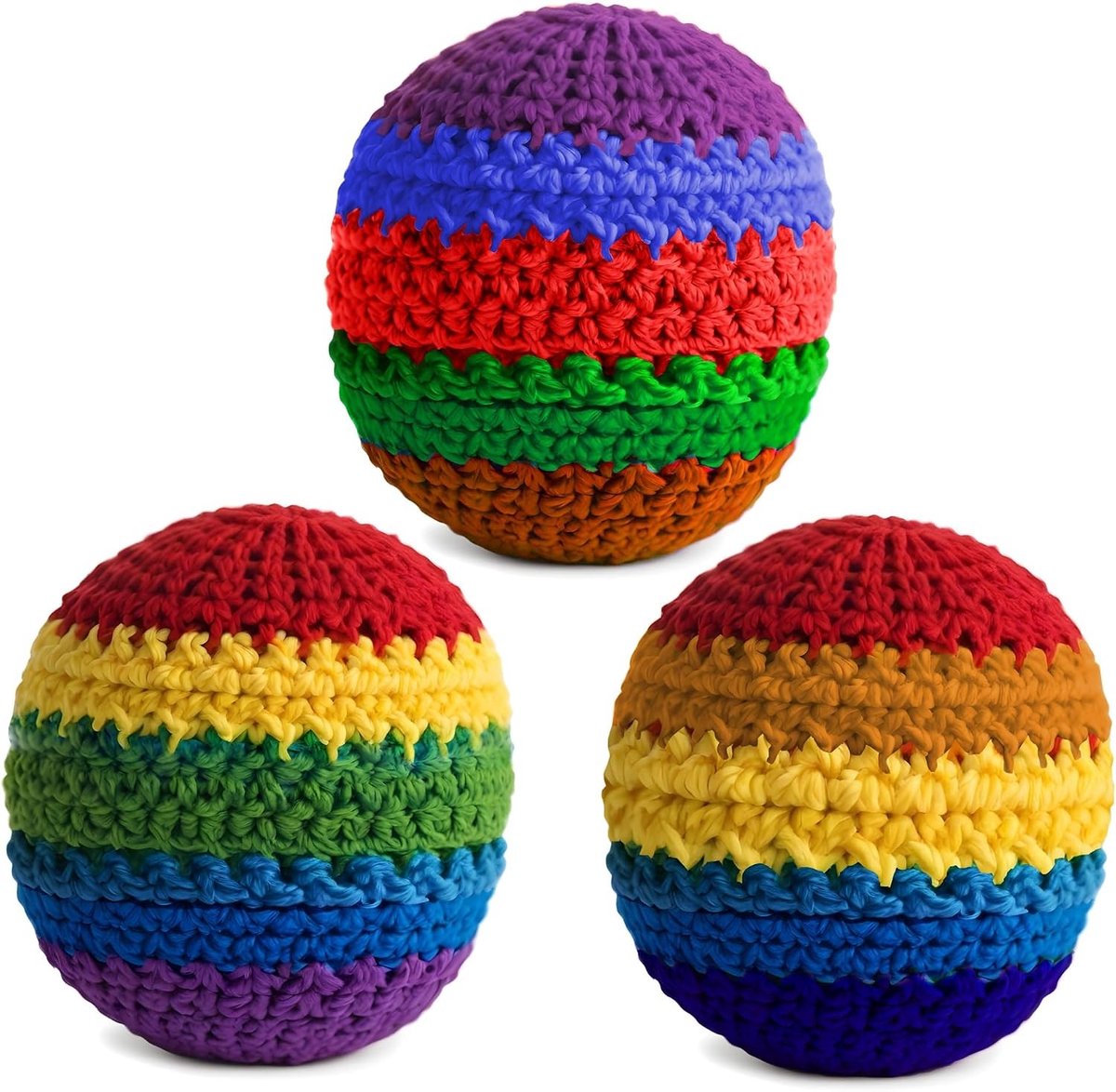 Set van 3 Jongleerballen - Meerkleurig - Voor Oefeningen met Hacky Sack en Jongleren - Duurzaam en Handzaam