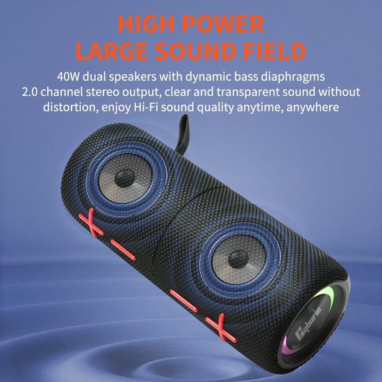 Draadloze Bluetooth Speaker Set 2-in-1 Splitbaar - 40W Dual Speaker - Waterdicht IPX6 - 24 Uur Speeltijd - Diepe Bass Stereo Geluid — afbeelding 4