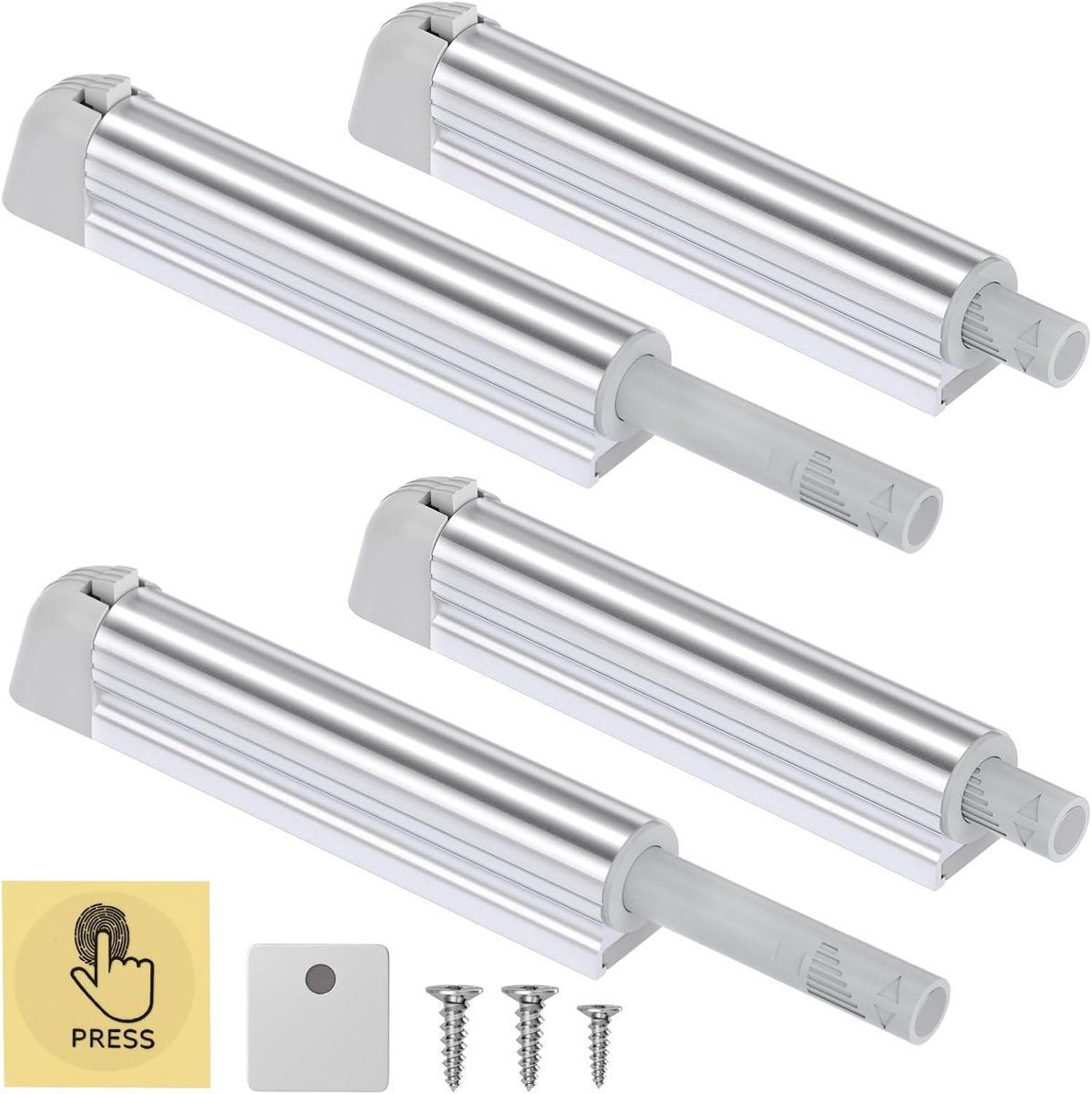 Duwvergrendelingen 4 stuks kast push open deur vergrendeling magnetische touch open vangsten voor keukenkast push release deur vangst zilveren push open deur vangsten