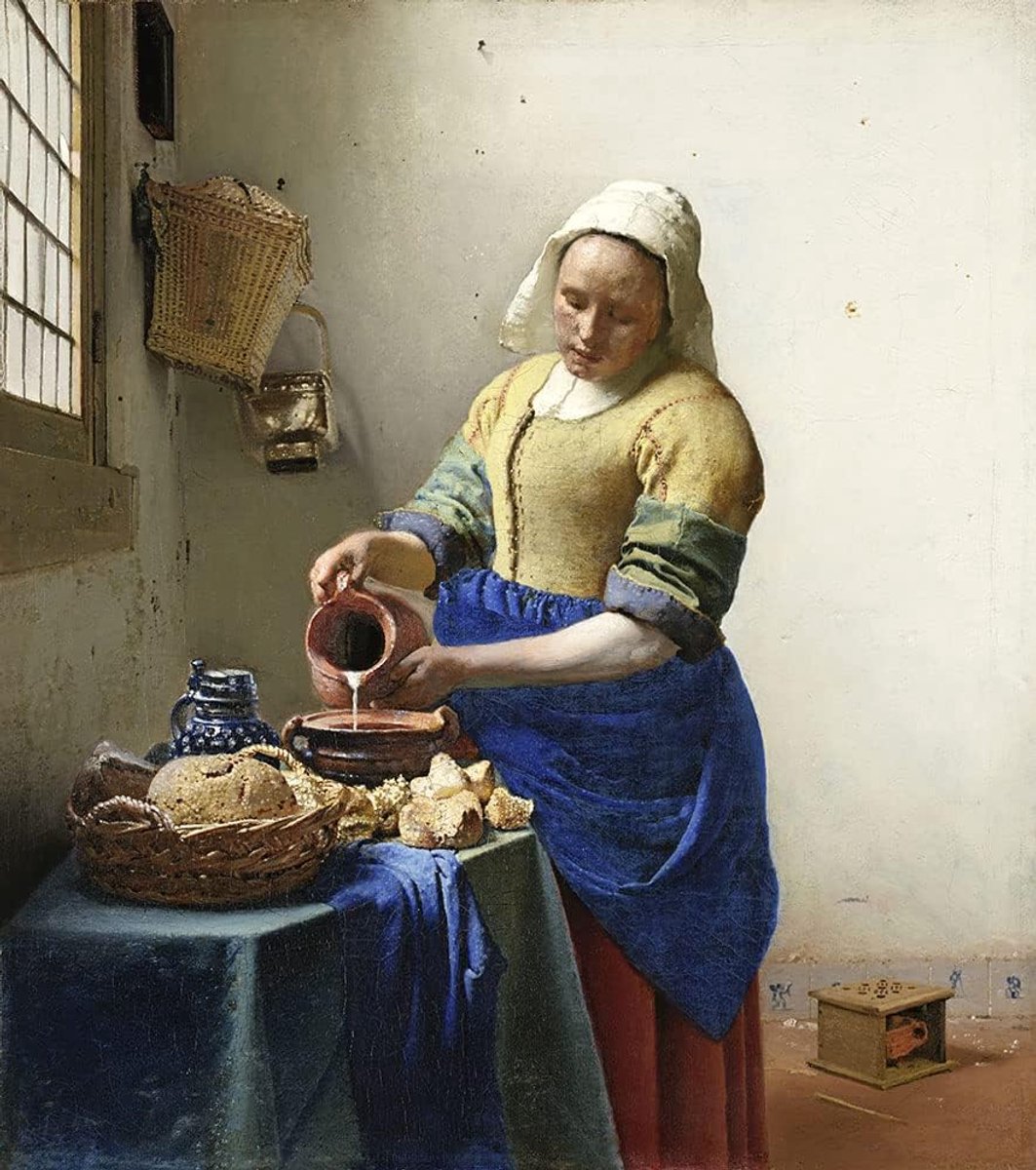 F4B Het Melkmeisje Diamond Painting 40x50 cm | Vierkante Steentjes | Johannes Vermeer | Diamond Painting Pakket Volwassenen | Volledig Dekkend | Kunst