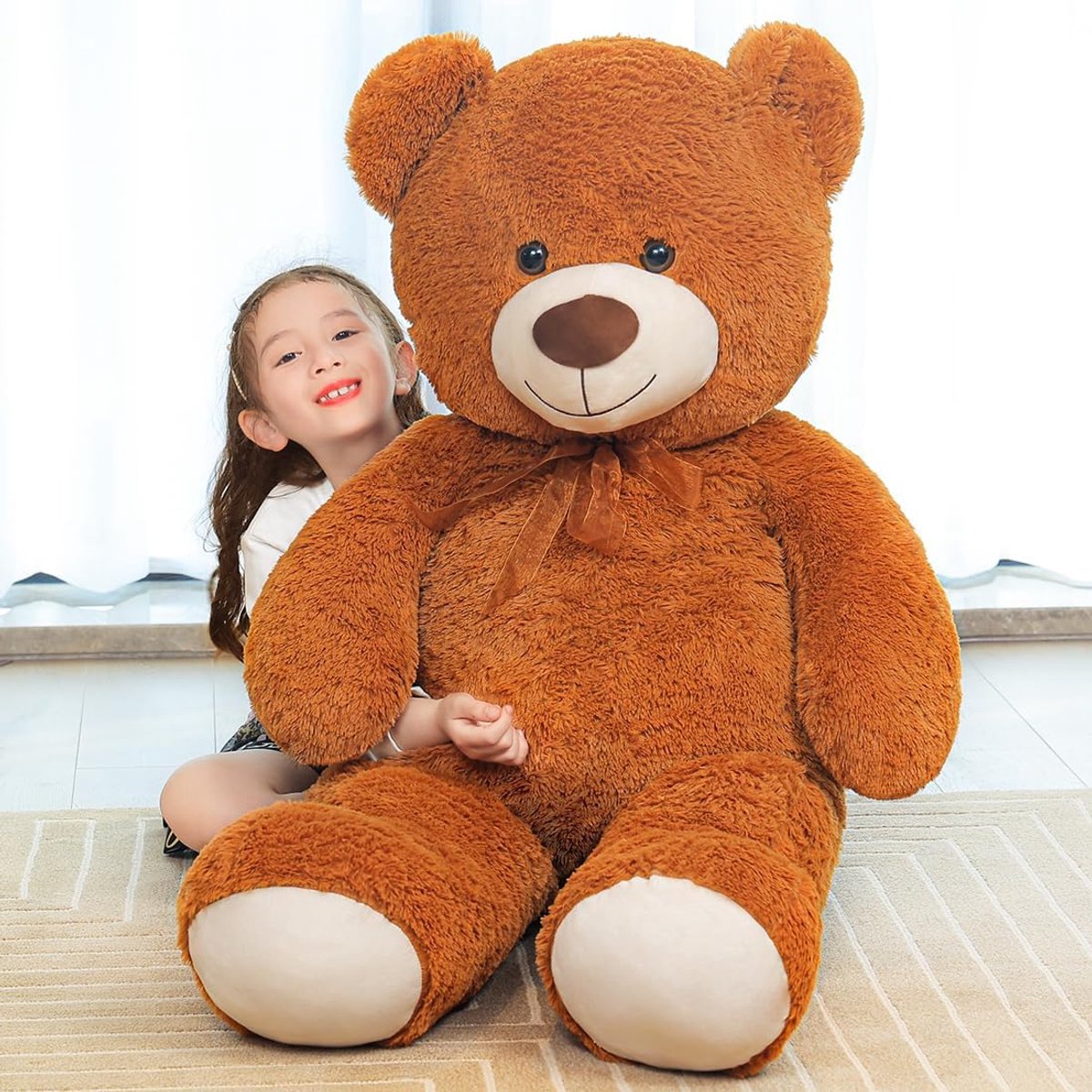 Teddybeer, schattig knuffeldier, pluche dier, 130 cm, grote beer, knuffelpop, cadeau voor kinderen, jongens, meisjes, verjaardag, Kerstmis, Valentijnsdag, 1,3 m, donkerbruin