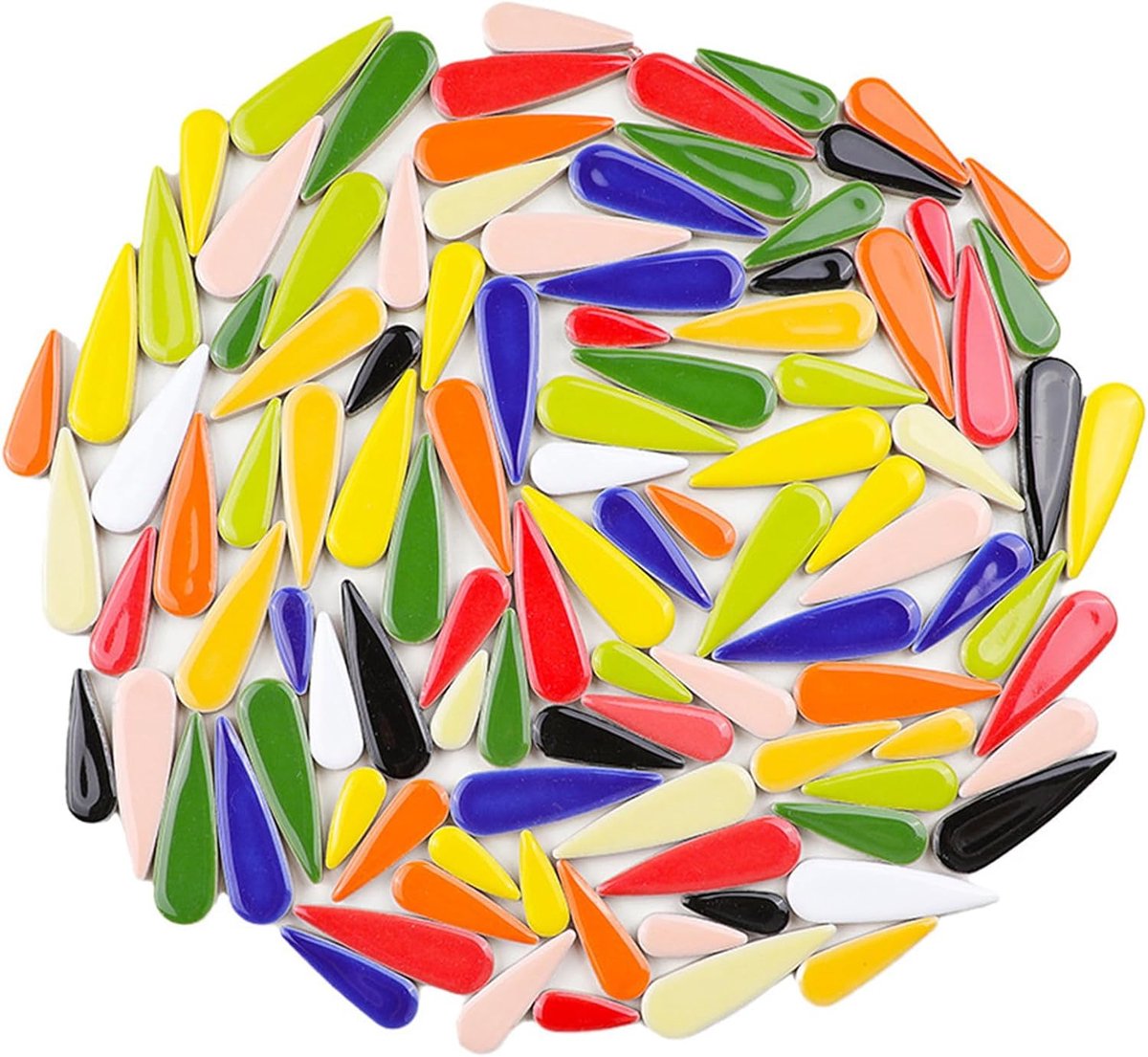 500 g waterdruppel bloemblaadjes, keramische mozaïektegels voor doe-het-zelf ambachten, traanvormige keramische mozaïekonderdelen voor fotolijsten, kopjes, bloempotten, viscontainers, vazen
