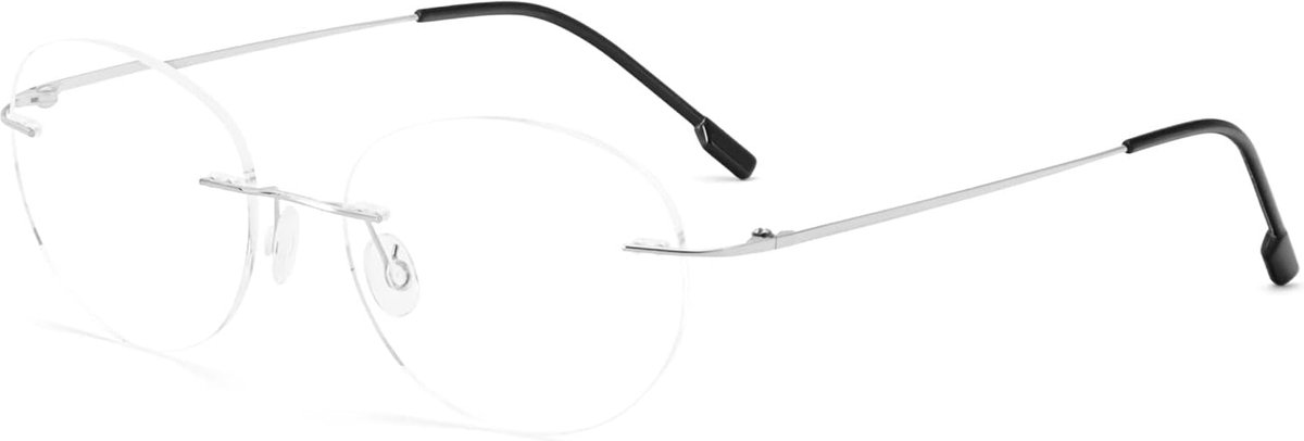 Ronde Randloze Leesbril Super Licht Titaniumlegering Leeshulp Voor Dames En Heren Zwart Zilver Paars Dioptrie 1,0 1,5 2 2,5 3 3,5