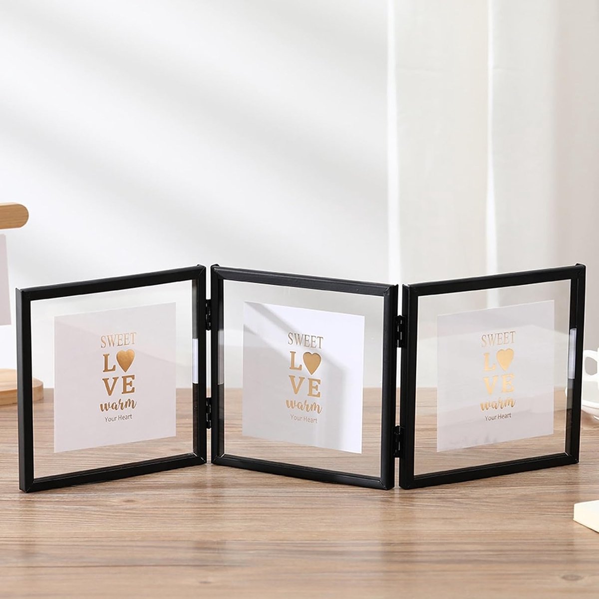 Lijsten zwart met 3 openingen woonkamer, driebladige vierkante fotolijst verticaal voor desktop display acryl kleine frames 4x4 woondecoratie