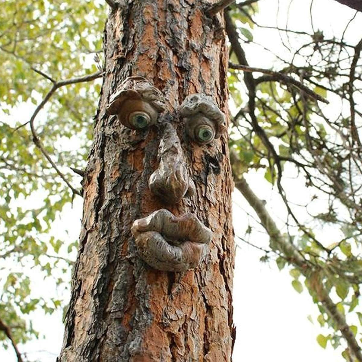 Oude Man Boom Gezicht 3D Decoraties, Leuke Oude Man Gezicht Sculptuur Fancy Garden Decor (B)