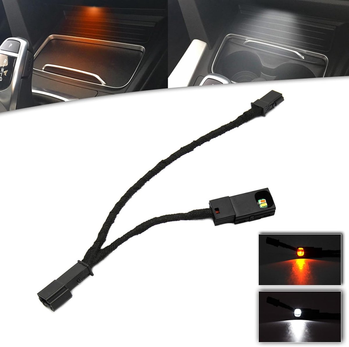 1 st Extra LED Bekerhouder Omgevingsverlichting voor 2016-2019 B.MW 3' F30 F31 M3 F80, 2017-2020 B.MW 4' F32 F33 F82 F83 Center Console Bekerhouder Licht Oranje/Wit