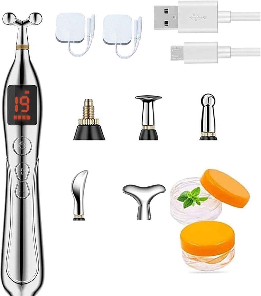 Acupunctuurpen 19 snelheden - oplaadbaar 5-in-1 - krachtige energie massage - snelle pijnverlichting - SnelShoppen