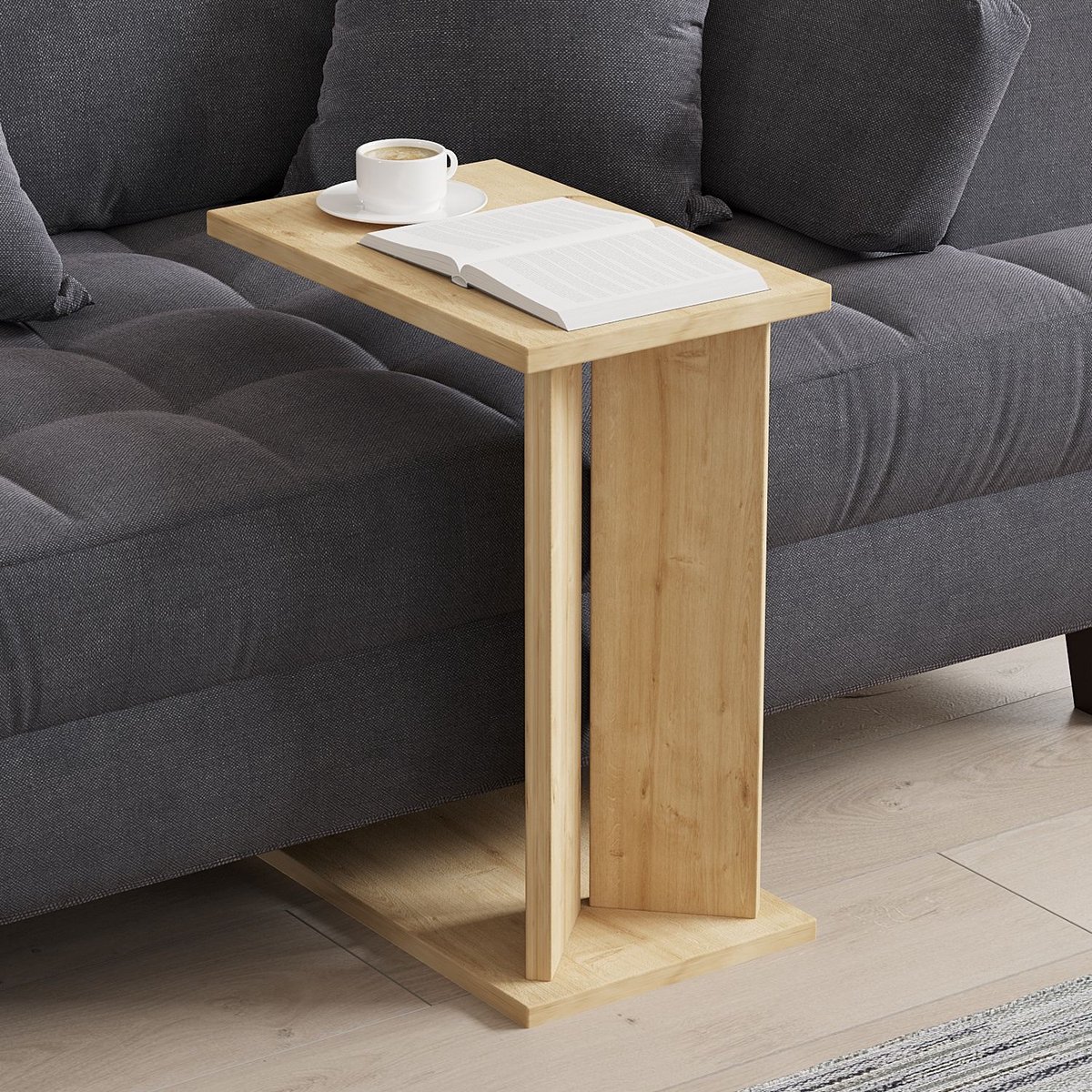 Asir - Bijzettafel - Saffiereiken - 25 x 50 x 48,6 cm